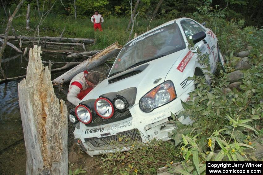 Stephan Verdier / Scott Crouch put their Subaru WRX off the road and tried in vain to get the car back on the road.