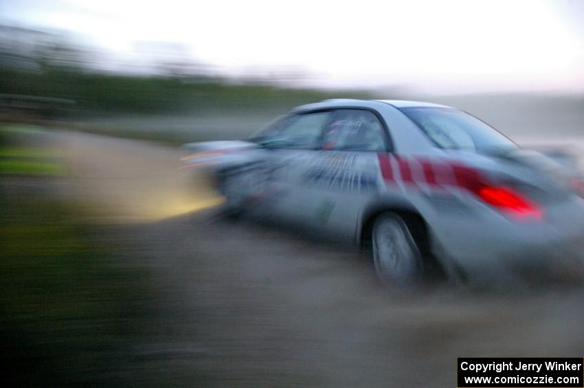 Dave Hintz / John Dillon Subaru WRX at speed on SS15.