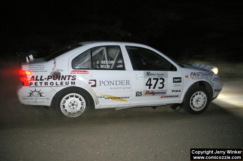 Lars Wolfe / Jeff Secor VW Jetta Turbo at the midpoint of the final stage, SS15.