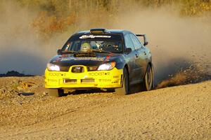 Andy Pinker / Robbie Durant Subaru WRX STi heads into the sun on the practice stage.