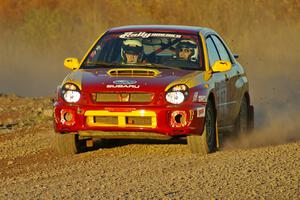 Bryan Pepp / Jerry Stang Subaru WRX on the practice stage.