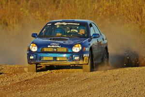 Travis Hanson / Terry Hanson Subaru WRX on the practice stage.