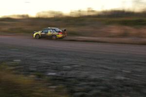 Tanner Foust / Chrissie Beavis Subaru WRX on the practice stage (2).