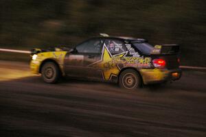 Tanner Foust / Chrissie Beavis Subaru WRX on the practice stage (3).