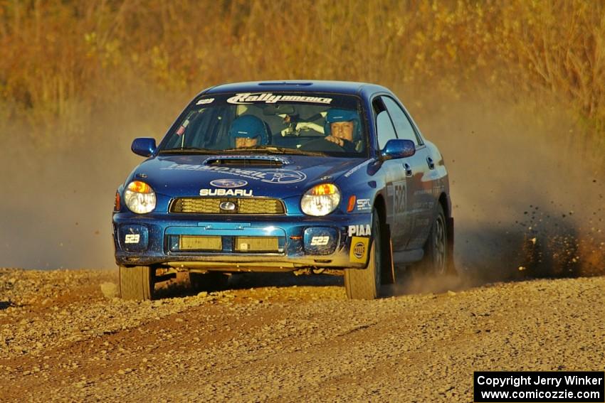 Travis Hanson / Terry Hanson Subaru WRX on the practice stage.