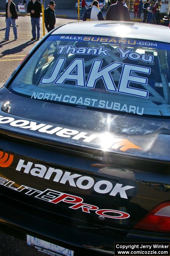 Matthew Johnson / Jeremy Wimpey Subaru WRX had a big memorium to the late Jake Himes.