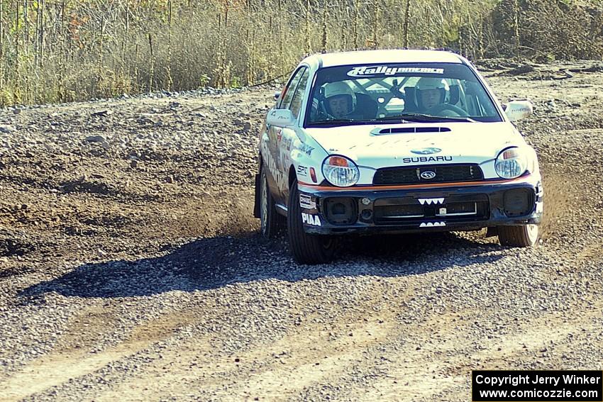 Matthew Johnson / Jeremy Wimpey Subaru WRX on SS1.