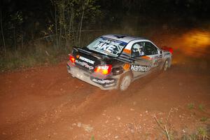 Matthew Johnson / Jeremy Wimpey Subaru WRX slings gravel at the final corner of SS4, Echo Lake 1.