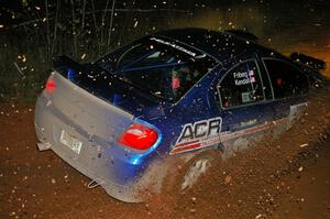 Cary Kendall / Scott Friberg throw lots of gravel into the air at the final corner of Echo Lake 1, SS4, in their Dodge SRT-4.