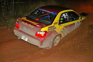 Bryan Pepp / Jerry Stang Subaru WRX sling gravel on SS4, Echo Lake 1.