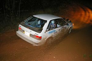 Erik Zenz / Dave Parps Mazda 323GTX through the final corner of Echo Lake 1, SS4.