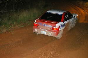 Jeff Moyle / Mike Yarroch Subaru WRX blasts through the final corner of SS4, Echo Lake 1.