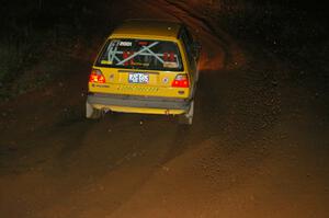 Dave Allan / Tammy Allan VW GTI slings gravel at the final corner of SS4, Echo Lake 1.