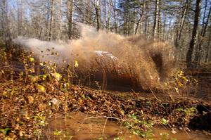 Matthew Johnson / Jeremy Wimpey Subaru WRX hits a large puddle near the end of Gratiot Lake 1, SS9.