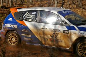 Eric Burmeister / Dave Shindle Mazda Mazdaspeed 3 at speed on Gratiot Lake 2, SS9.