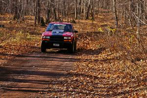 Jim Cox / Brent Carlson come down the final straight on Gratiot Lake 1, SS9, in their Chevy S-10.