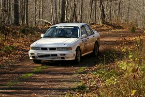 Larry Parker / Mandi Gentry Mitsubishi Galant VR4 at speed near the finish of Gratiot Lake 1, SS9.