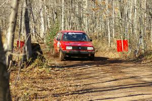 Paul Koll / Matt Wappler VW GTI comes across the finish of SS9, Gratiot Lake 1.