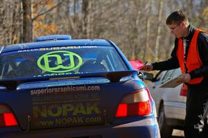 Heath Nunnemacher / Heidi Nunnemacher Subaru WRX check into the end of Gratiot Lake 1, SS9.