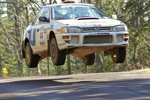 Henry Krolikowski / Cindy Krolikowski Subaru WRX gets big air at the midpoint of Brockway Mountain, SS13.