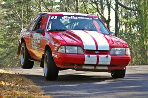 Mark Utecht / Rob Bohn Ford Mustang at the midpoint jump on Brockway Mountain, SS13.