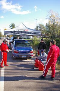 Travis Hanson / Terry Hanson Subaru WRX at mid day service in Copper Harbor (1).