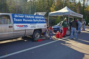 Travis Hanson / Terry Hanson Subaru WRX at mid day service in Copper Harbor (2).