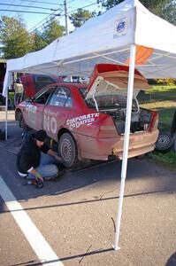 Dennis Martin / Kim DeMotte Mitsubishi Lancer Evo IV gets gets serviced in Copper Harbor.