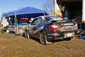 Matthew Johnson / Jeremy Wimpey Subaru WRX and the Heath Nunnemacher / Heidi Nunnemacher Subaru WRX at Copper Harbor service.