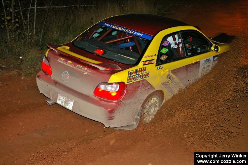 Bryan Pepp / Jerry Stang Subaru WRX sling gravel on SS4, Echo Lake 1.