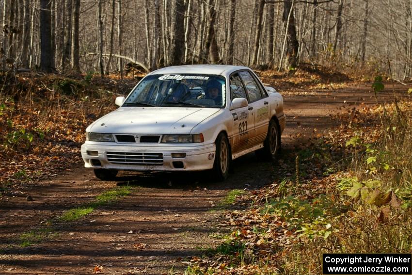 Larry Parker / Mandi Gentry Mitsubishi Galant VR4 at speed near the finish of Gratiot Lake 1, SS9.