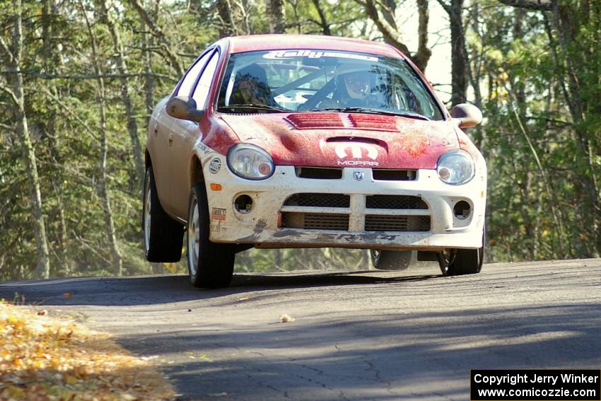 Doug Shepherd / Karen Wagner Dodge SRT-4 had a left-front tire go flat before the Brockway Mountain jump.