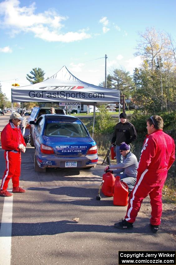 Travis Hanson / Terry Hanson Subaru WRX at mid day service in Copper Harbor (1).