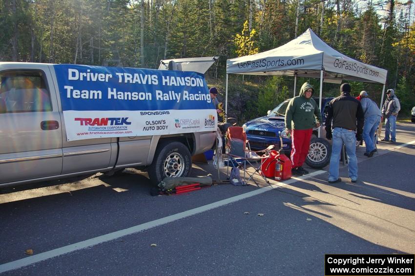 Travis Hanson / Terry Hanson Subaru WRX at mid day service in Copper Harbor (2).