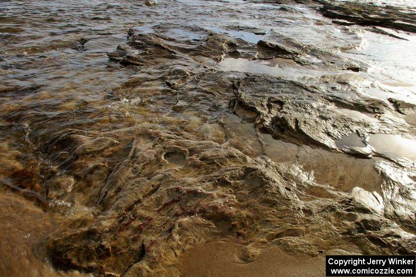 Detail of limestone formations on the shoreline of the Keewenaw Peninsula (1).