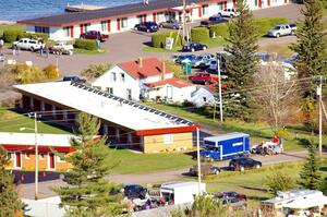 The view of Copper Harbor at the rest stop near the second hairpin to the top (2).