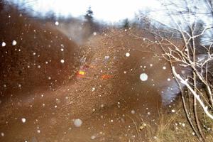 Jeff Moyle / Mike Yarroch Subaru WRX flies though the final puddle on Gratiot Lake 2, SS16.