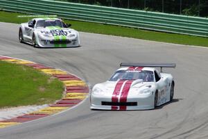 Tony Ave's Chevy Corvette grabbed the lead from Tomy Drissi's Jaguar XKR on lap one.