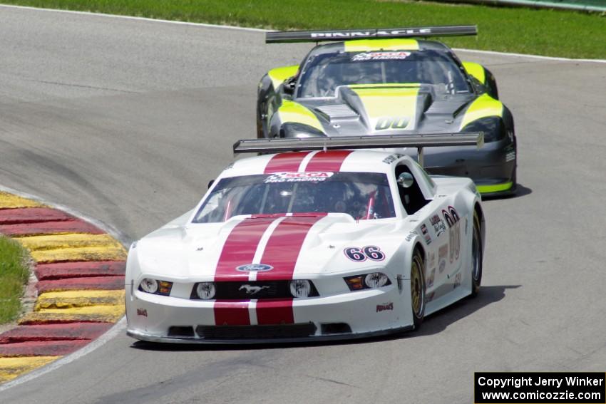 Denny Lamers's Ford Mustang and Doug Harrington's Chevy Corvette