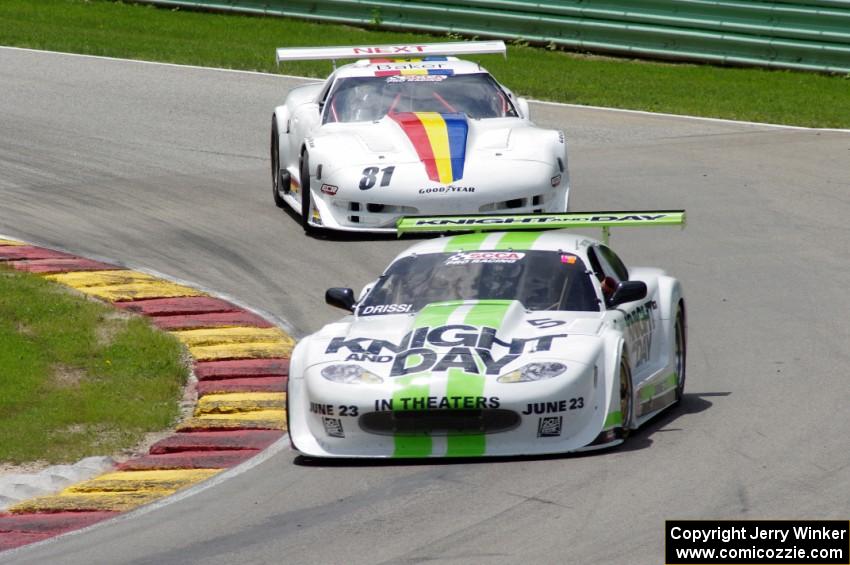 Tomy Drissi's Jaguar XKR ahead of Mike Skeen's Chevy Corvette