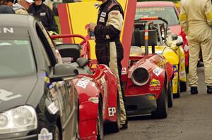 Small Production cars lined up after their race for inspection