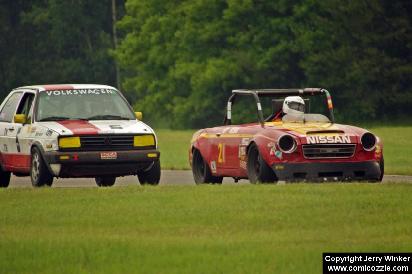 Don Haaversen's E Production Datsun SRL311U and Harlan Donaldson's ITB VW GTI