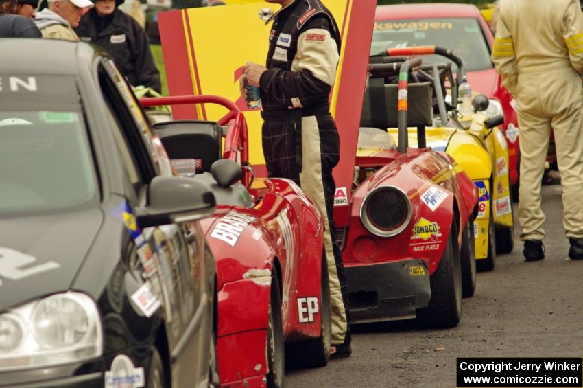 Small Production cars lined up after their race for inspection