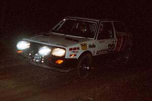 Dave White / Cindy Krolikowski VW GTI on a stage during the first night.