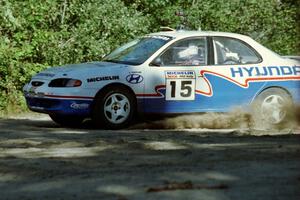 John Buffum / Doug Shepherd Hyundai Elantra at the spectator point on SS10 (Kabekona).