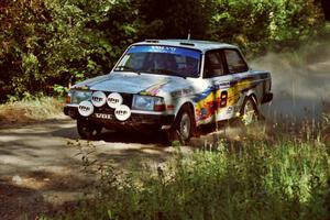 Bill Malik / Christian Edstrom Volvo 240 at the spectator point on SS10 (Kabekona).