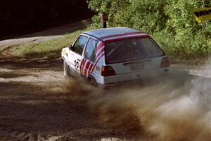 Dave White / Cindy Krolikowski VW GTI at the spectator point on SS10 (Kabekona).