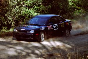 Evan Moen / Ron Moen Dodge Neon ACR at the spectator point on SS10 (Kabekona).