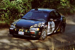 Lee Shadbolt / Paul Eklund Subaru Impreza at the spectator point on SS10 (Kabekona).