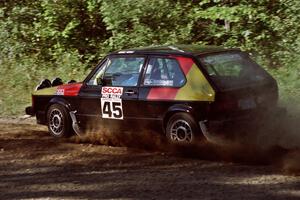 Jason Lajon / John Adleman VW GTI at the spectator point on SS10 (Kabekona).